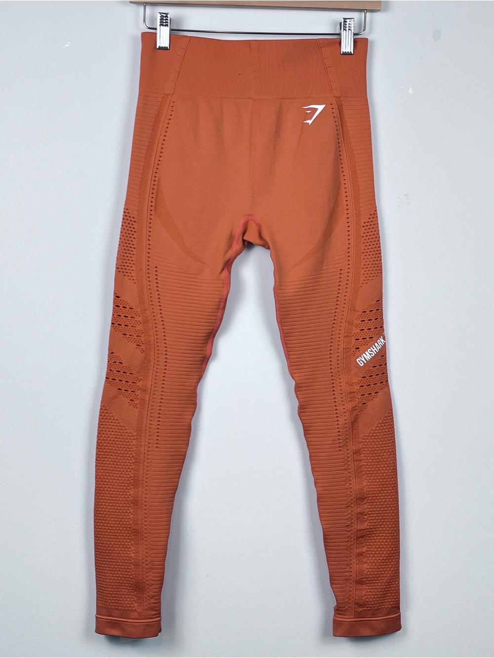 Gymshark Women's Orange Seamless Flawless Knit Perferated Tights Size M; Active